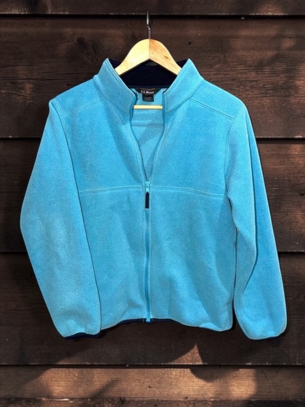 Vintage L.L.Bean Boys Youth Sky Full Zip Blue Fleece Jacket Size Large